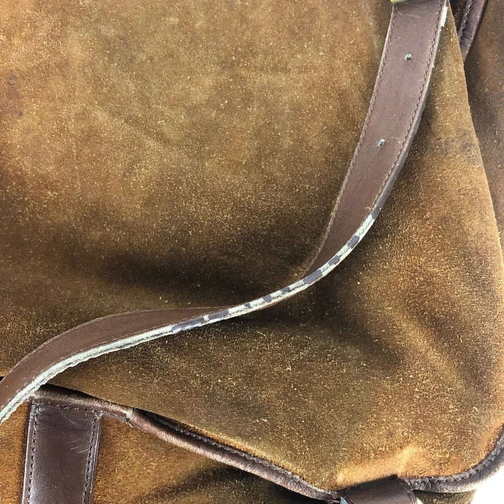 Vintage EXP Depuis 1981‎ Brown Suede Leather Backpack Convertible Messenger Bag
